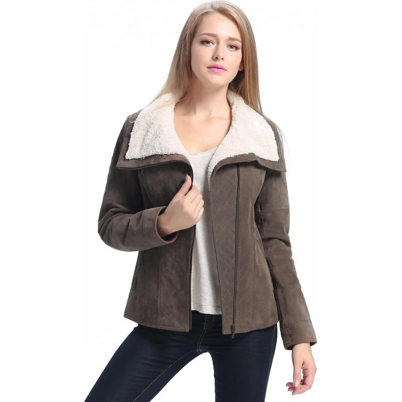 BGSD Women Liza Quilted Sherpa Suede Leather Jacket (Regular & Plus ...