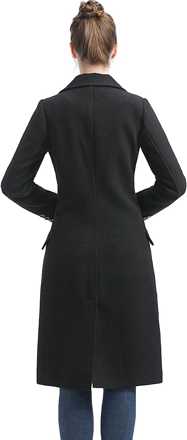 BGSD Women Bri Long Wool Pea Coat (Regular & Plus Size & Petite)(Black ...